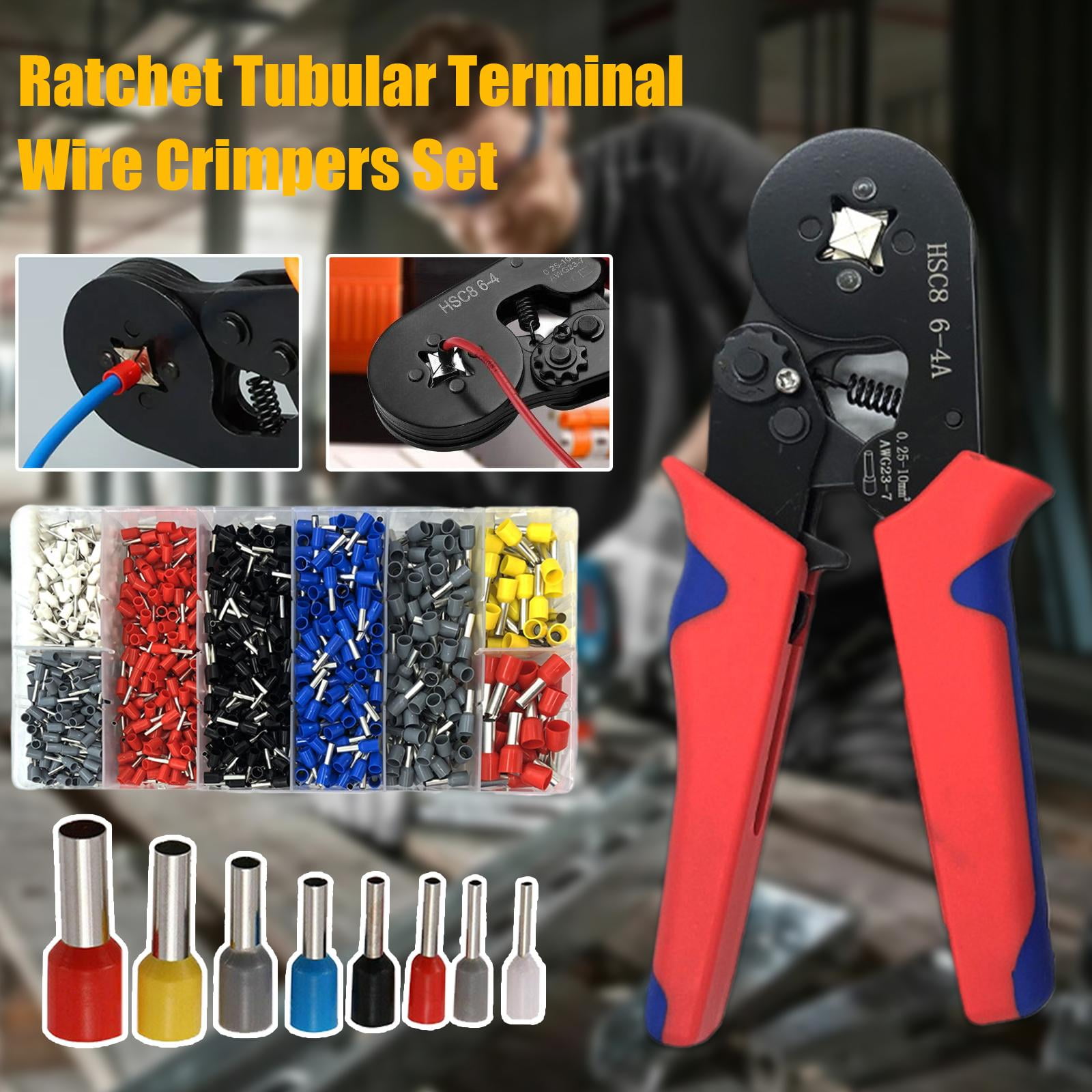 Self-Adjusting Wire Crimping Tool Kit with 800pcs Ferrule Terminals, 0.25-10mm² AWG 23-10 Electrical Crimper Plier for DIY and Professional Electrical Work