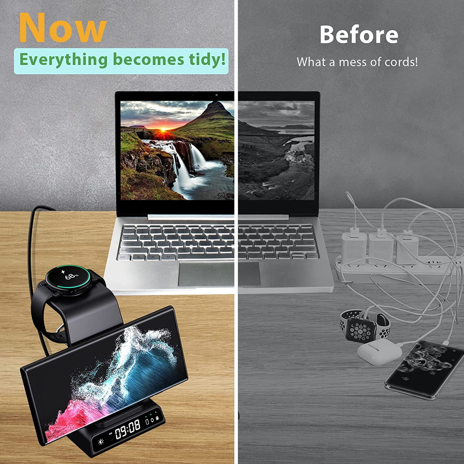 Wireless Charger for Samsung S25 Ultra, Samsung Charging Station for Galaxy S25+/S25/S24 Ultra/Z Fold/Z Flip/S23, Galaxy Watch Charger for Galaxy Watch 8/8 Classic/7/Ultra/6/5 Pro, Galaxy Buds3 Pro/3