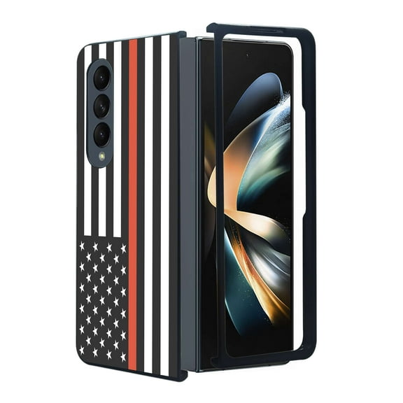 ANJ Protective Snap-On Design Printed Case Compatible with Samsung Galaxy Z Fold 4 - Thin Red Line
