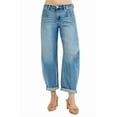 thumbnail image 2 of Womens Plus Size Mid Rise Barrel Jeans Rolled Cuff Relaxed Fit Washed Denim With Pockets For Everyday Comfort Wear, 2 of 7