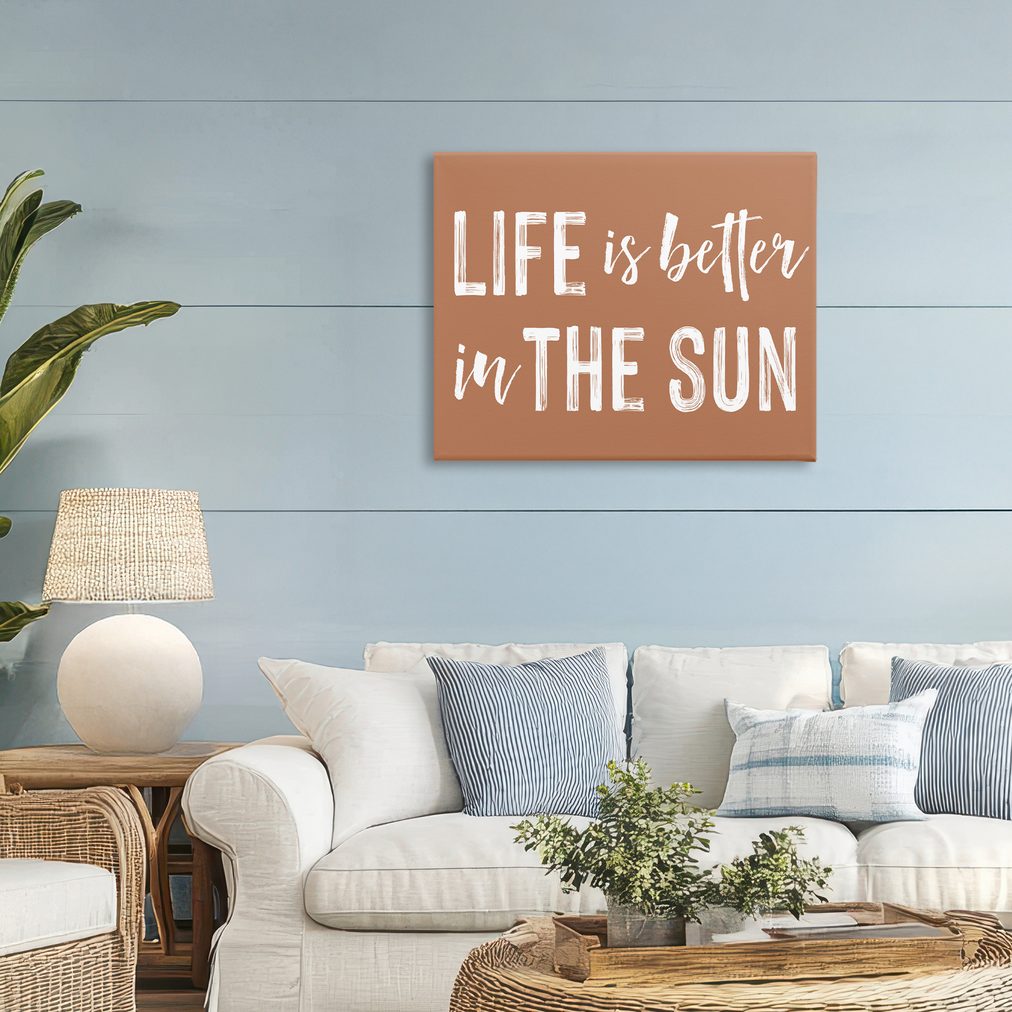 Life Better In Sun Brown Canvas Wall Art, design by Lettered and Lined