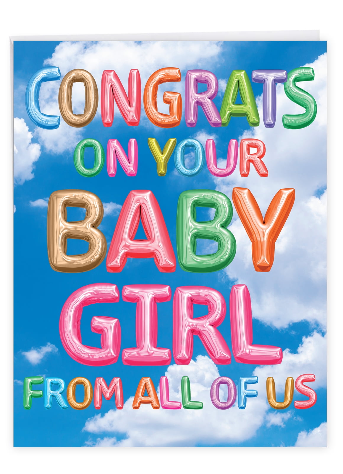 Big Newborn Baby Girl Card (8.5 x 11 Inch) Jumbo Group Greeting
