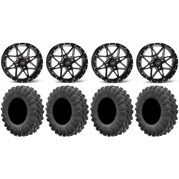 ITP Tornado 14" Wheels Black 27" MotoRavage Tires Kawasaki Teryx Mule