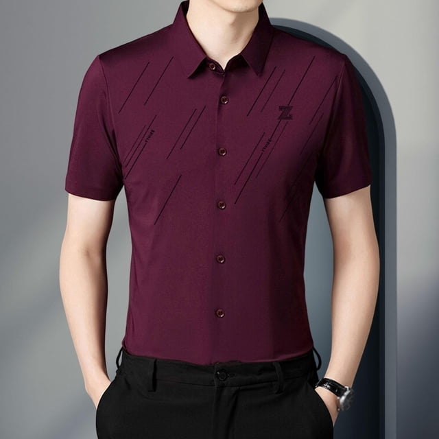 Camisa de Manga Corta para Hombres Streetwear Camisa de Vestir de Manga Corta para Hombres con Estilo Casual Solapa Tops para Campamento Ocio Diario S XXXXL