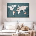 thumbnail image 2 of Elephant Stock Steel Blue World Map Wall Art - Horizontal Canvas Wall Art - Living Room Wall Decor - Map Canvas - White And Beige Decor - 48" x 32", 2 of 8