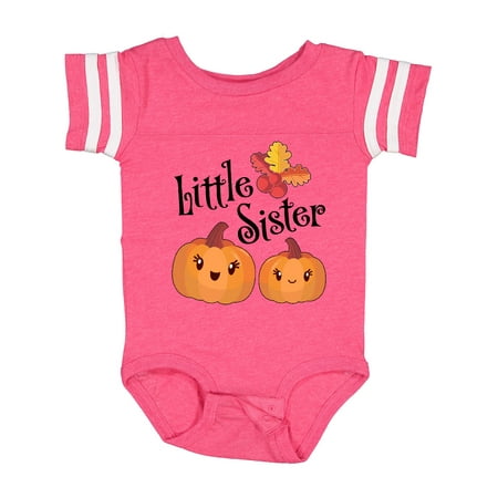 

Inktastic Little Sister Pumpkins with Fall Leaves Gift Baby Girl Bodysuit