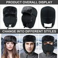 thumbnail image 3 of Zacro Trapper Hat for Men Women, Winter Hat Trooper Russian Warm Hat with Ear Flaps Windproof Mask, Black, 3 of 7