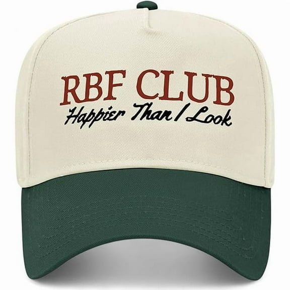 RBF Club Trucker Hat, Funny Embroidered Baseball Cap with Quote Happier Than I Look, Adjustable Snapback Hat for Men and Women, Trendy Casual Fashion Accessory