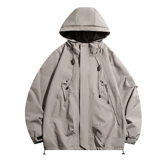 Pitauce Mens Casual Loose Hooded Rain Jacket with Pockets Lightweight Running Cycling Windbreaker Waterproof Outdoor Raincoat for Hiking Travel