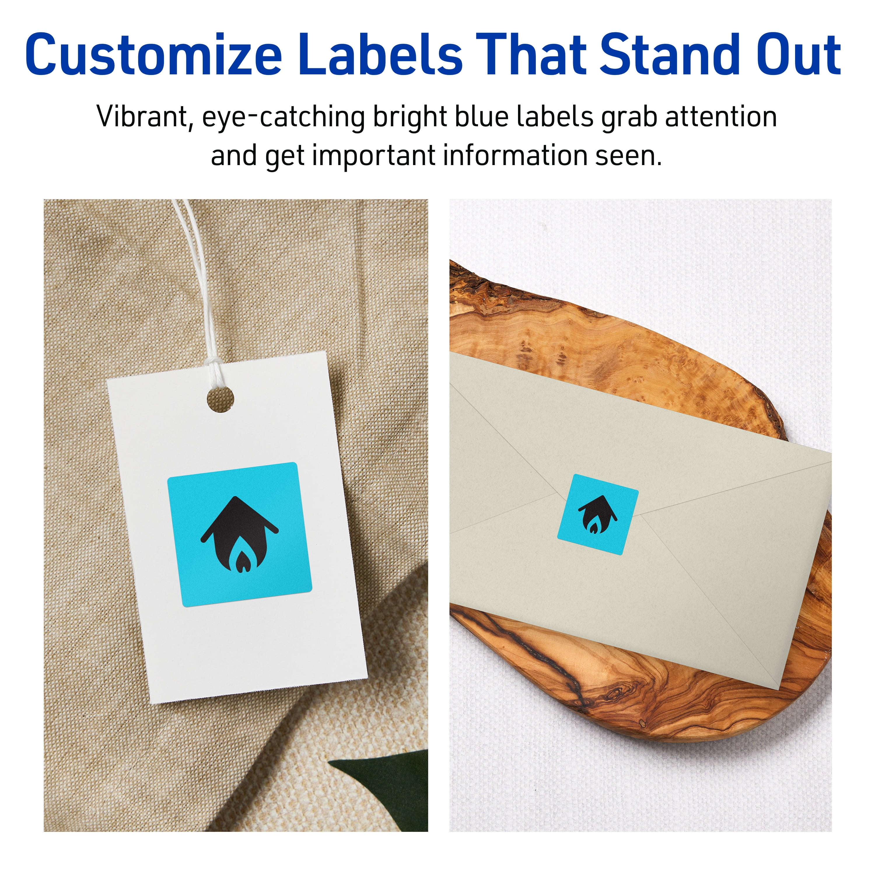 Avery Printable Square Labels, Bright Blue, 1" x 1", 960ct