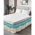 thumbnail image 4 of Teal Ripple Bed Skirt California King Size 18&nbsp;Inch Drop, Teal Wave Gradient Abstract Line Wrap Around Dust Ruffle Bedskirts, Wrinkle & Fade Resistant Easy Fit Bedskirt with Adjustable Elastic, 4 of 8