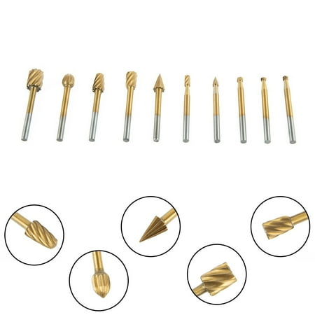 

10pcs Tungsten Carbide Burrs Rotary Burr Set 1/4 Head 1/8 Shank Die Grinder Bit