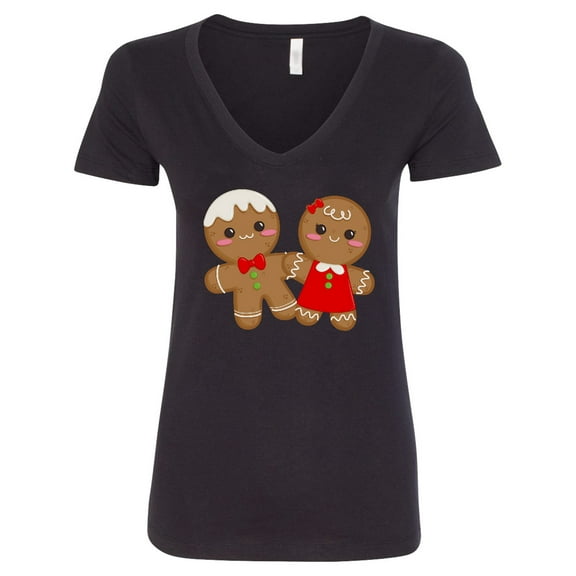 Inktastic Gingerbread Couple Women's V-Neck T-Shirt
