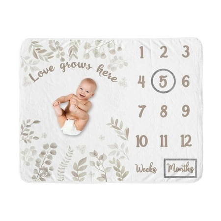 UPC: 0846480086765 | Sweet Jojo Designs Boho Botanical Leaf Boy Girl Milestone Blanket Monthly Newborn First Year Growth Mat Baby Shower Memory Keepsake Gift Picture – Ivory Cream Beige Tan Taupe Woodland Farmhouse Floral