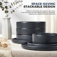 thumbnail image 3 of Vesteel 16 Pieces Dinnerware Sets, Premium Stoneware Dishes Set for 4, Ceramic Plates and Bowls Set for Home Restaurant, Microwave and Dishwasher Safe - Deep Gray, 3 of 9