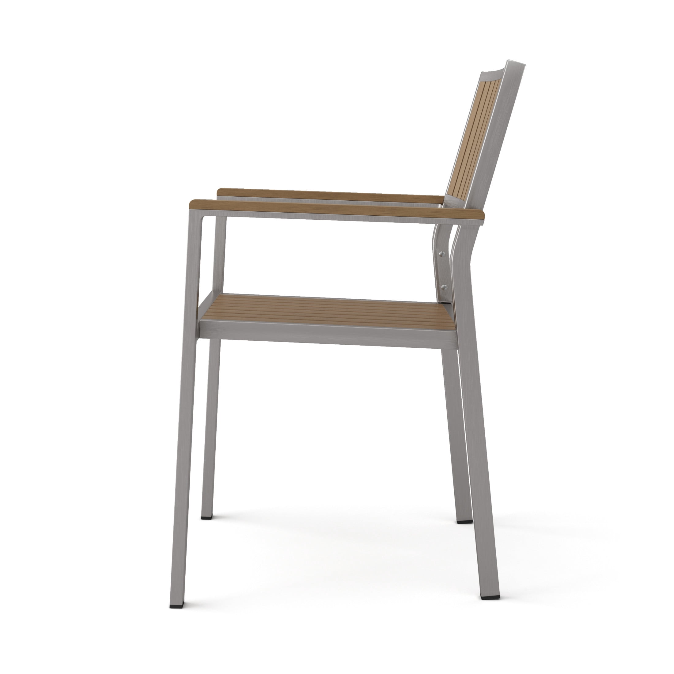 Modern Outdoor Dining Chairs with Faux Wood and Aluminum Frame, Set of 2