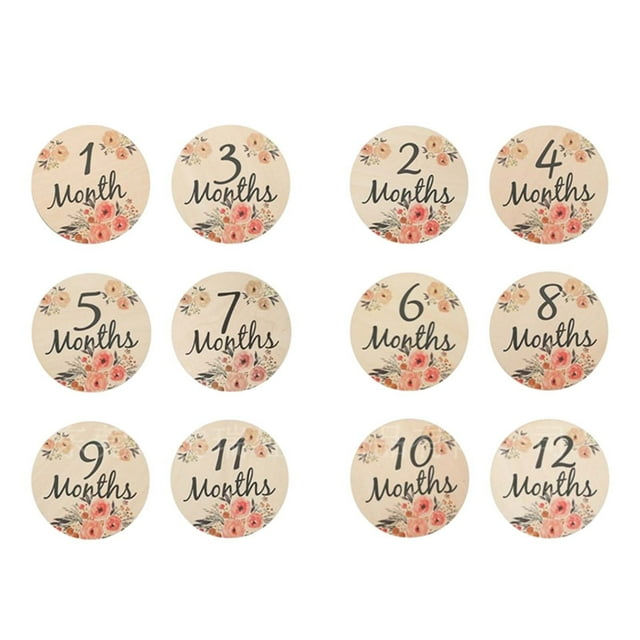 Apoyos de Fotografía Recién Nacidos Tarjeta Del Mes Del Bebé de Madera Billboard de Madera Bienvenida Apoyos de Fotografía Recién Nacidos Logo de la Rueda de la Luna Señal de Anuncio Del Bebé