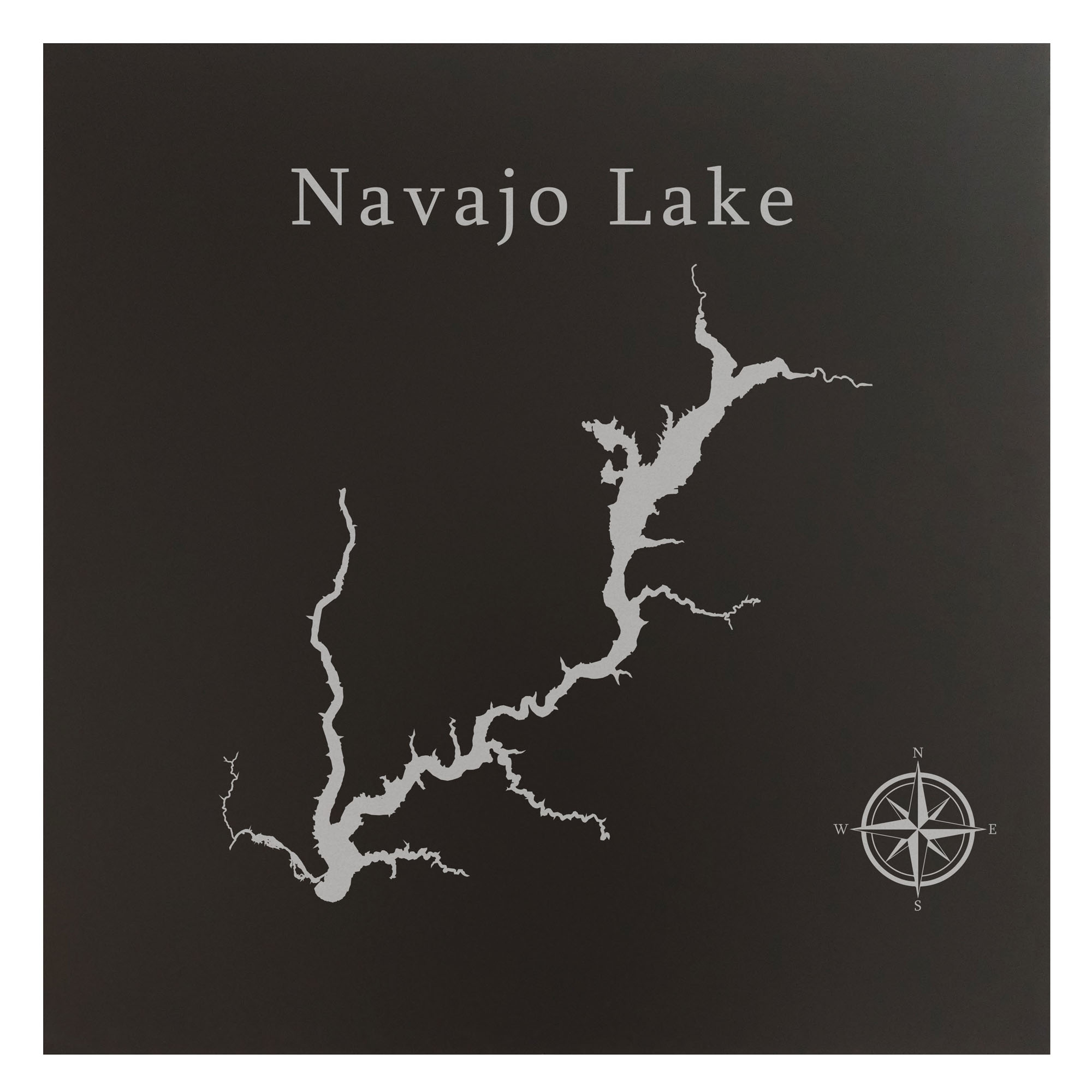 Navajo Lake Map 24x24" Black Metal Wall Art Office Decor Gift Engraved