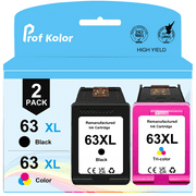 63XL 63 Ink Cartridges | Work for HP Ink 63 Black and Tri-Color 2-Pack