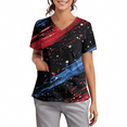 thumbnail image 3 of 250th Anniversary USA Scrub Tops Women Loose Short Sleeve USA Flag Print Scrub Shirts V Neck Independence Day Patriotic Scrubs Medical Nurse Uniform Nursing Workwear with Pockets Navy M, 3 of 4