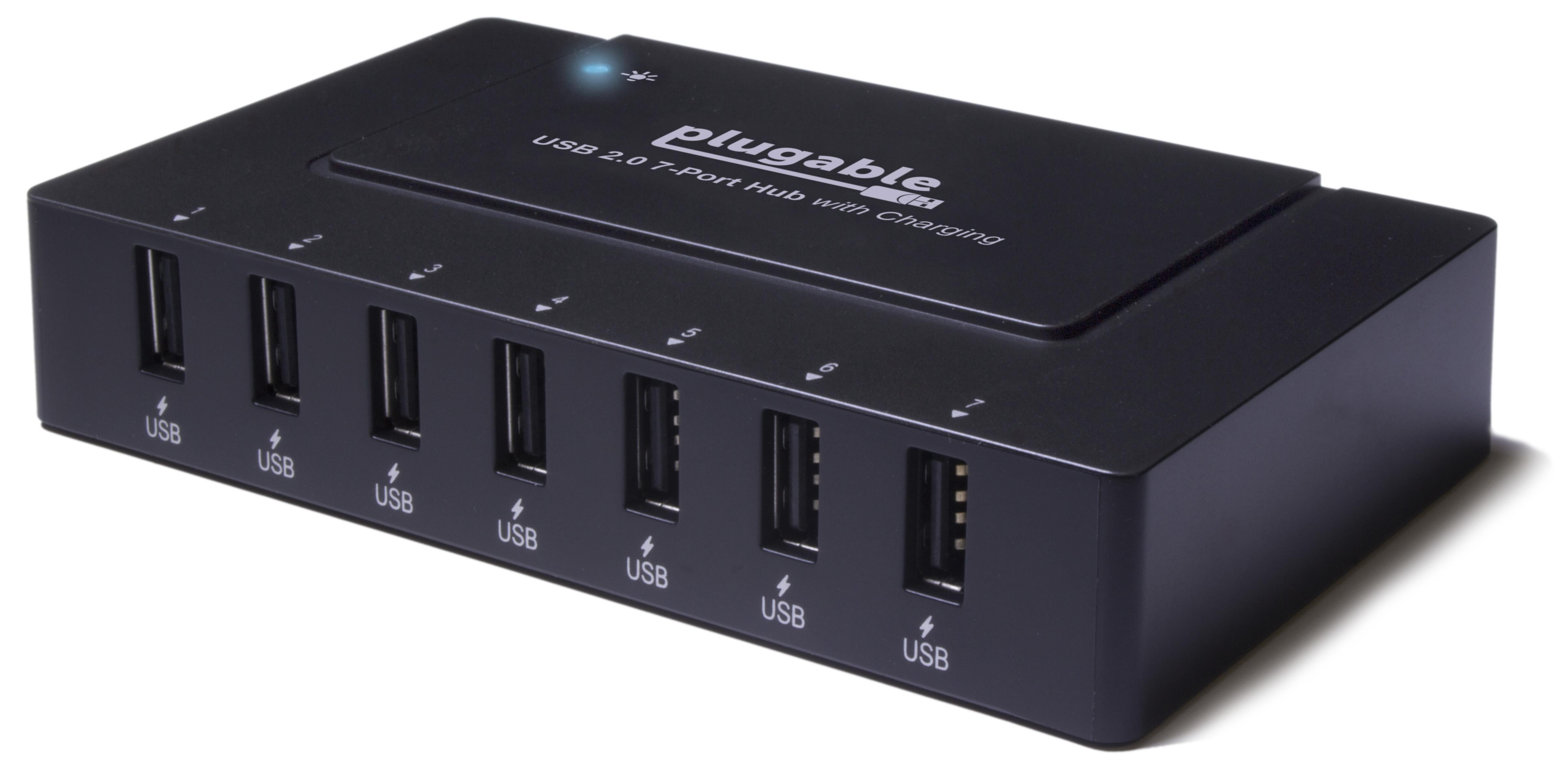 Plugable USB 2.0 7Port High Speed Charging Hub with 60W Power Adapter