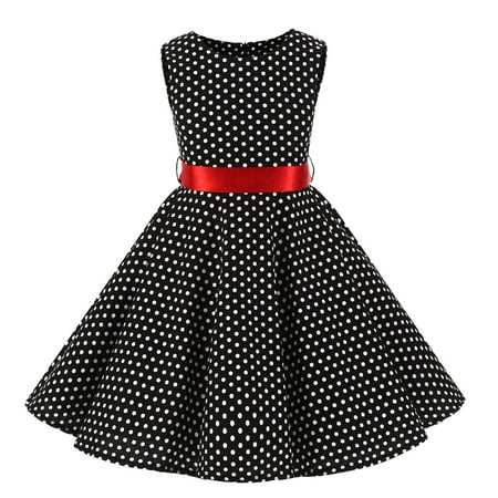

ZRBYWB Party Sleeveless Gown Dress Kid Dots Print Floral Children Girl Princess Clothes Girls Dresses Party Dress