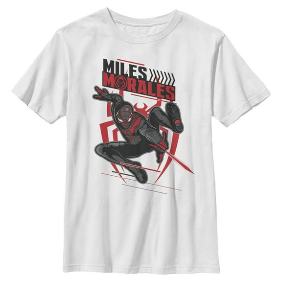 Boy's Marvel Spider-Man: Miles Morales Game Swing Graphic Tee White Small