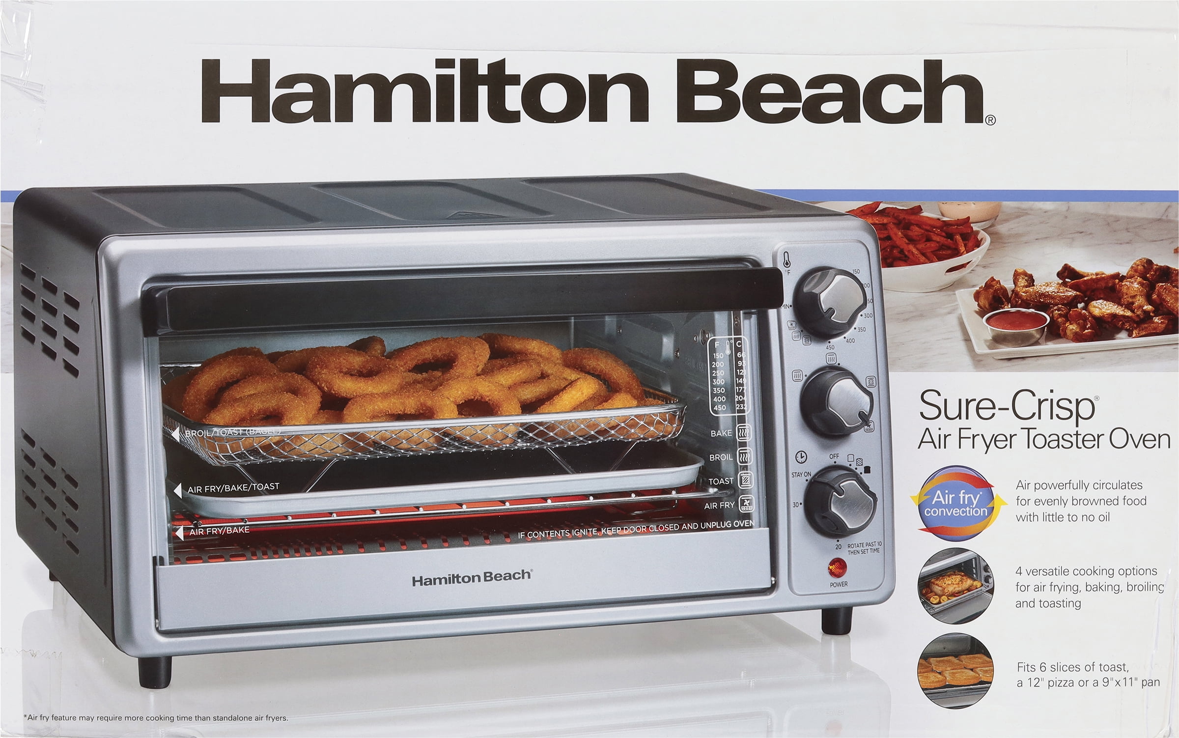Hamilton Beach Sure Crisp Air Fryer Toaster Oven 6 Slice Capacity Stainless Steel