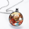 thumbnail image 2 of Kangaroo Elegant Glass Circular Pendant Necklace Jewelry, 2 of 5