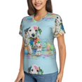 thumbnail image 5 of Yiaed A Funny Little Dalmatian Puppy Print Women's T Shirt V-Neck Short Sleeve Shirt Casual Breathable Tee Summer Tops-Medium, 5 of 5