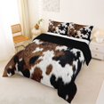 thumbnail image 3 of Manfei Vintage Cow Spot King Size Comforter Sets 3pcs,Rustic Farm Animal Comforters King Size,Brown White Black,1 Comforter and 2 Pillowcases,Reversible, 3 of 6