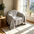 thumbnail image 6 of Chair Cover, Washable Armchair Cover for Dog, Oversized Couch Protector for Sofa Single Small Sofa Throw Covering with Tassel Gray, 6 of 6