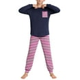 thumbnail image 4 of Cethrio Girls 2 Piece Pajama Sets, Crew Neck Pullover Long Sleeve Girls' Sleepwear Loungewear Pink Size 10-12, 4 of 8