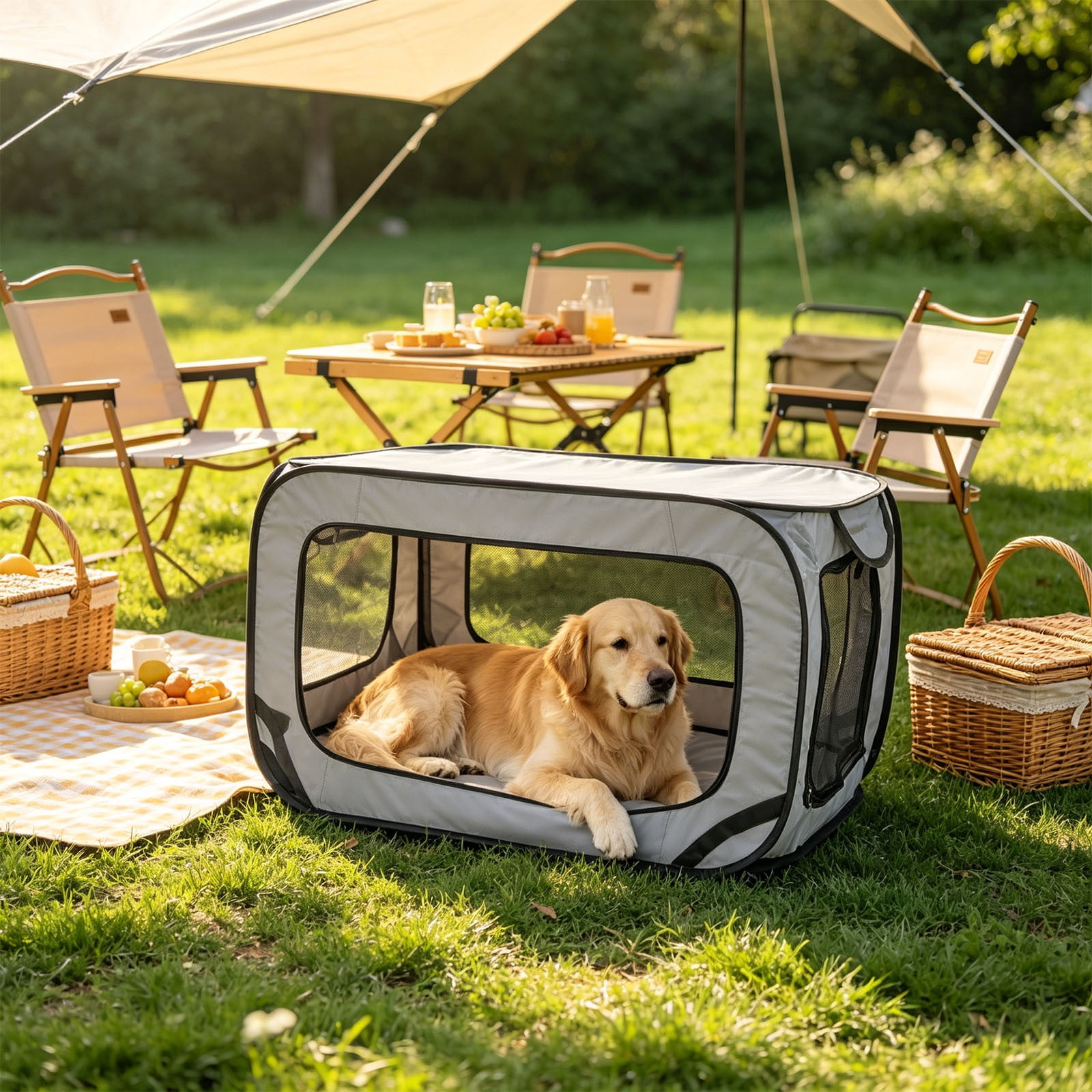Pop‑Up Foldable Pet Playpen, 20x36x20in Portable Collapsible Dog Crate Cat Cage, Outdoor & Car‑Use Soft‑Sided Kennel For Small‑Medium Pets