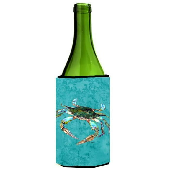 Blue Crab On Teal Wine bottle sleeve Hugger - 24 oz.