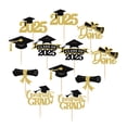 thumbnail image 4 of Sharprepublic 12 Pieces Graduation Cupcake Toppers 2025, Graduation Theme Party Decorations, Class of 2025 Cake Topper Glitter Design Gold, 4 of 8