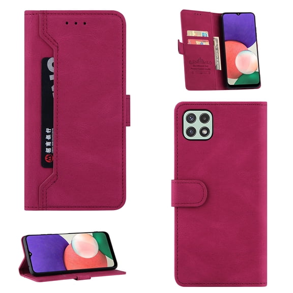 Allytech Samsung A22 Case 5G, Flip Magnetic Wallet Outside Pocket Card Holder Kickstand Cash Slot Folio PU Leather & Soft inner TPU Cover For Samsung Galaxy A22 5G,
Winered