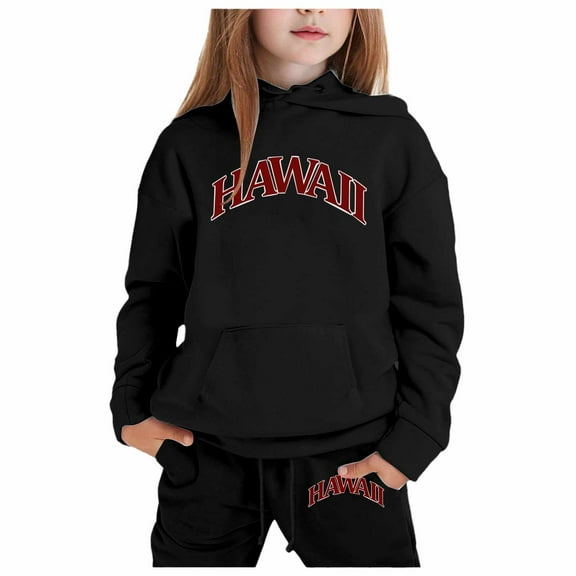 WOYY Toddler Girls Sport Outfits Letter Print Pocket Hoodie Sweatpants Active Sweatsuits