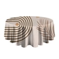 thumbnail image 5 of Brown Boho Geometric and Plant Pattern Round Tablecloth 60"x60",Wrinkle Wipeable Table Cloth for Kitchen Dining Room Picnic Patio Party, 5 of 6