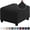 Black, variant on Stretch Jacquard Square Ottoman Cover Footrest Stool Slipcover, Black, Fits L&W 33-45cm H 38-45cm