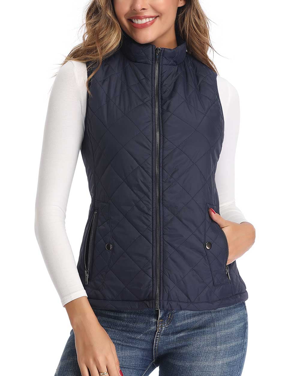 Women's Vests Zip up Quilted Padded Lightweight Vest Coat for Women -  Walmart.com