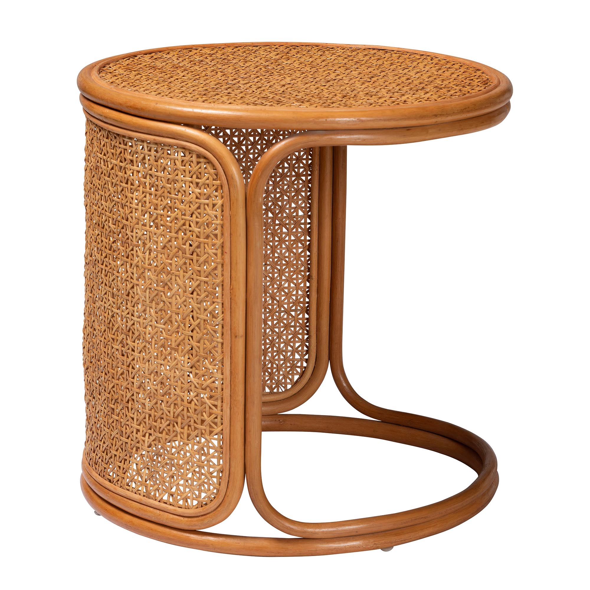 bali & pari Eldon Boho End Table, Large, Light Honey