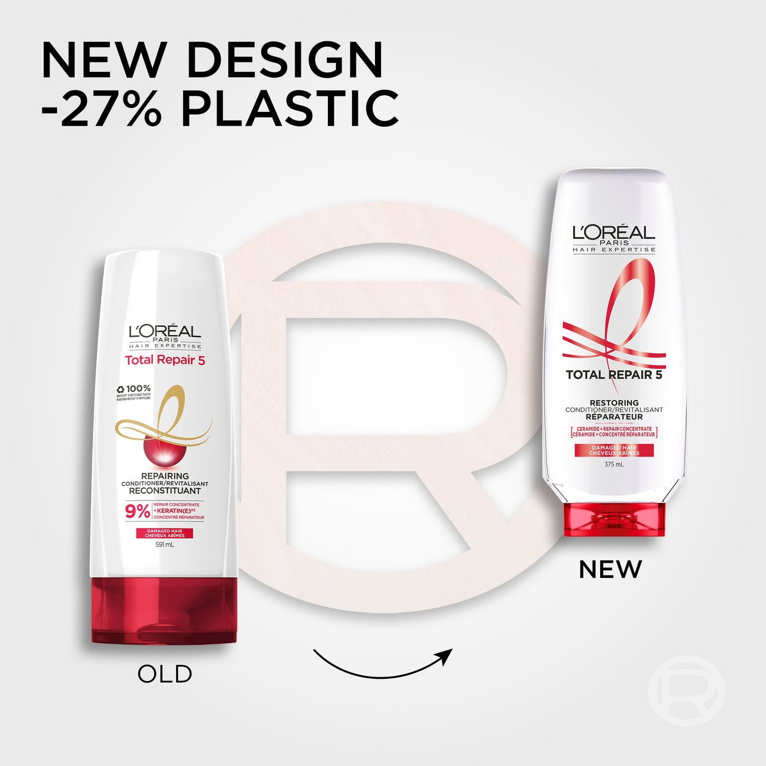 L'Oréal Paris Total Repair 5 Restoring Conditioner 375 ml, Damaged Hair Repairing Conditioner