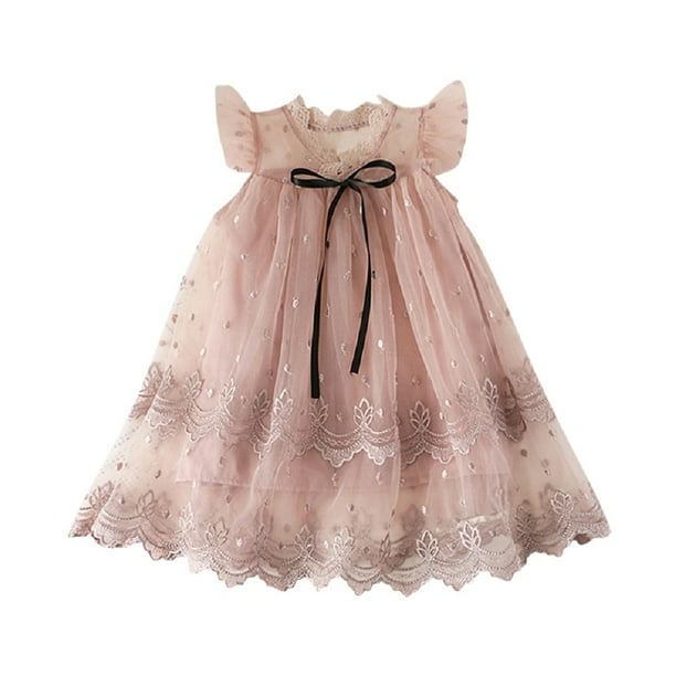 Vestido De Tutú De Princesa Con Ajuste Holgado Diario Con Mangas Volantes Para NiñAs PequeñAs Con Vendaje