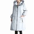 thumbnail image 5 of QUNYINEY Gray Women's Rain Coats Oversized Mid-Length Full Zip Hooded Outwear Loose Fit Waterproof Long Sleeve Outdoor Womens Jackets Casual, 5 of 5