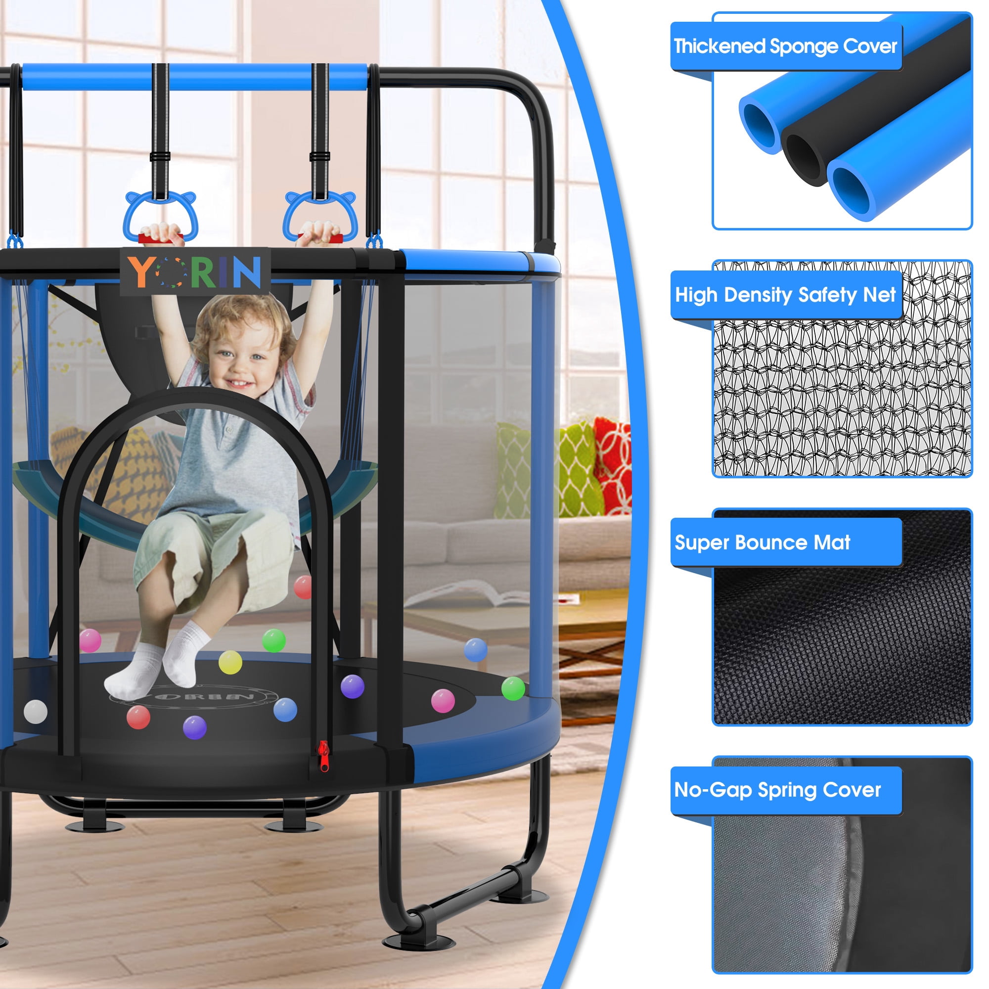 YORIN Trampoline for Kids, 55'' Toddler Mini Trampoline with