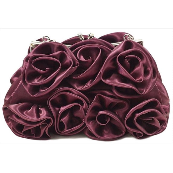 Catherine Lillywhite SA2697PU 9 in. Purple Satin Rose Purse