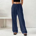 thumbnail image 7 of Womens Wide Leg Pants Spring And Summer Thin Solid Pocket Casual Pull On Pants for Travel and Daily Wear Wide Leg Trousers Women, 7 of 7