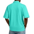 thumbnail image 3 of Resicozy Men's Short Sleeve Polo Shirts Casual Summer Classic Collared Button Down Shirt Solid Color Tops Cyan S, 3 of 8
