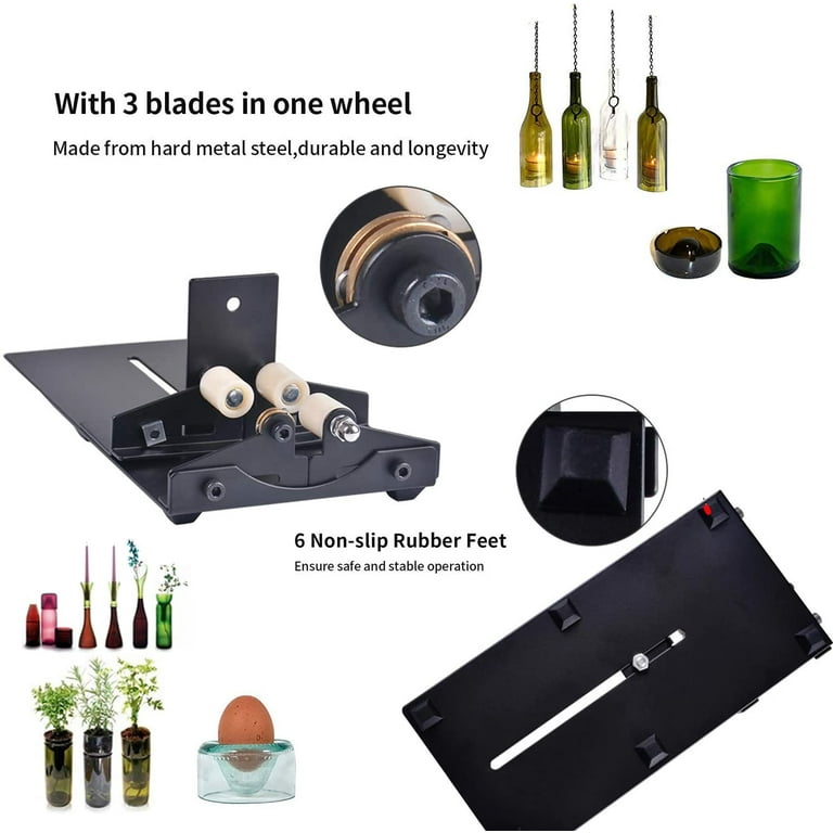  Glass Bottle Cutter, Fixm Square & Round Bottle Cutting  Machine, Wine Bottles and Beer Bottles Cutter Tool with Accessories Tool  Kit（Upgrade Version）